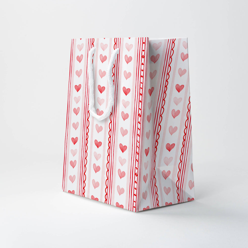 Hearts & Stripes Gift Bag JOSIL Paperie & Gift Hearts & Stripes Gift Bag Bonjour Fete - Party Supplies