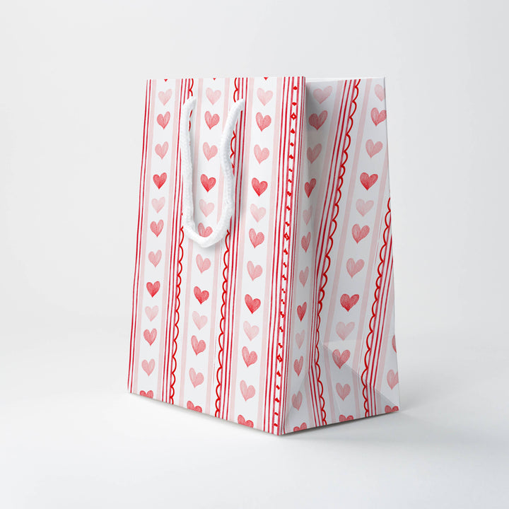 Hearts & Stripes Gift Bag JOSIL Paperie & Gift Hearts & Stripes Gift Bag Bonjour Fete - Party Supplies
