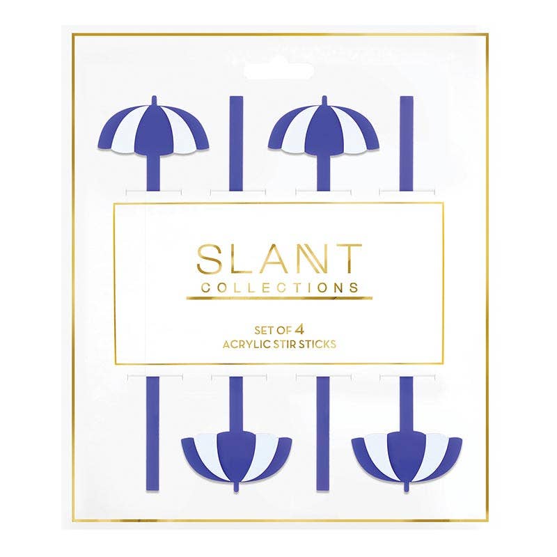 Acrylic Stir Sticks - Beach Umbrella - Set of 4: 7" l Slant Collections by Creative Brands Acrylic Stir Sticks - Beach Umbrella - Set of 4: 7" l Bonjour Fete - Party Supplies