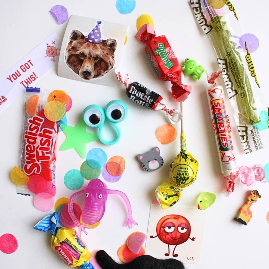 Jumbo surprise bon bon by Party and Parlour, 15 inches wrapped around a 10 inch tube