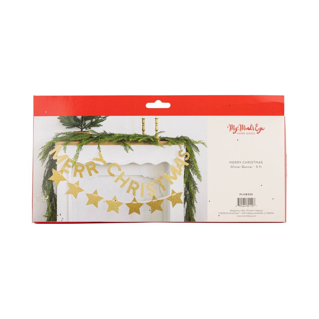 PLHB355 - Chunky Gold Glitter Merry Christmas Banner My Mind’s Eye PLHB355 - Chunky Gold Glitter Merry Christmas Banner Bonjour Fete - Party Supplies