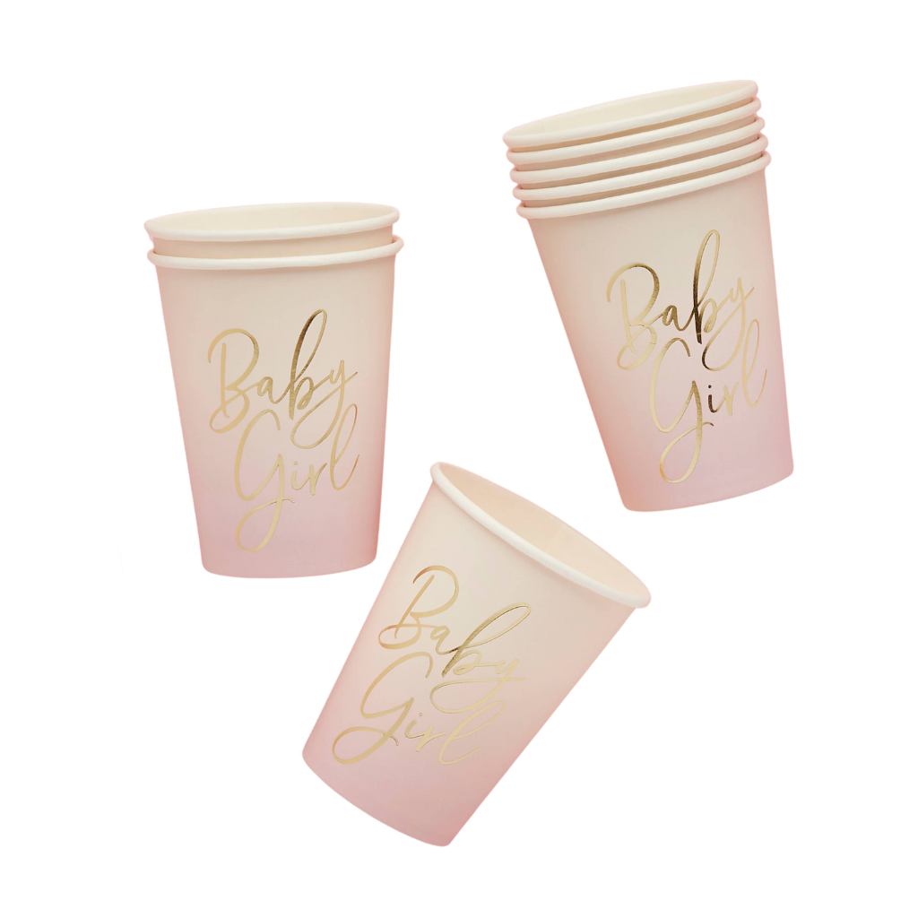 BABY GIRL PARTY CUPS Hootyballoo by Club Green Cups Bonjour Fete - Party Supplies
