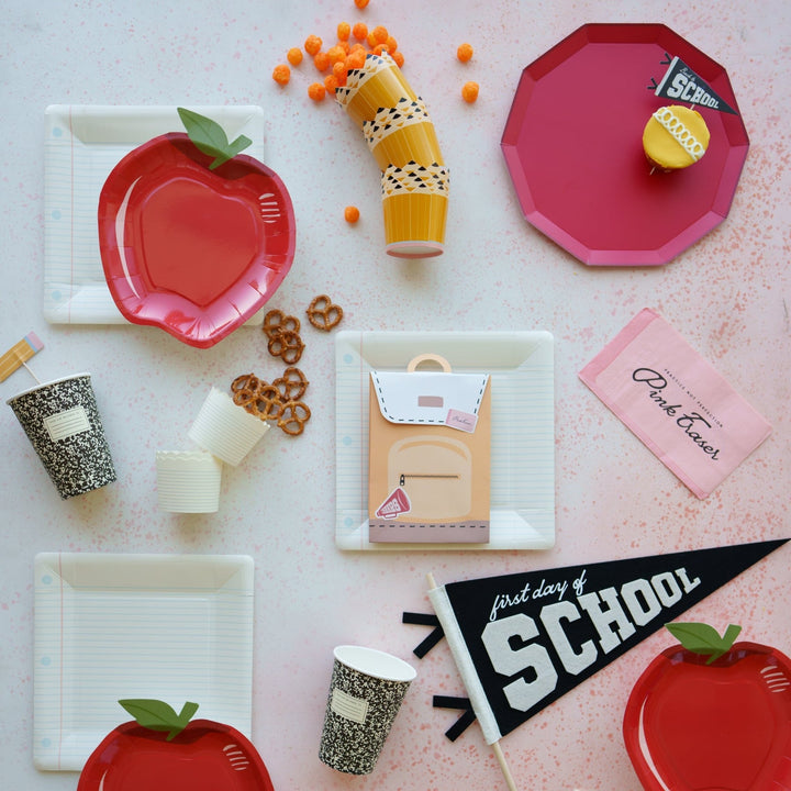 School theme party supplies for a back to school party from Bonjour Fête.