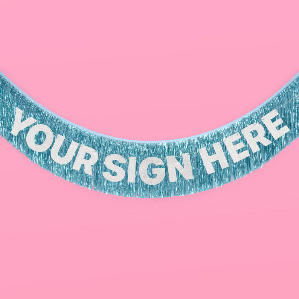 Aquamarine Fringe - blue foil banner xo, Fetti Banners Aquamarine Fringe - blue foil banner Bonjour Fete - Party Supplies