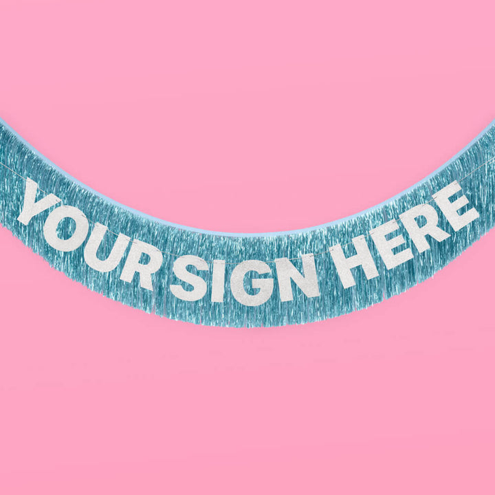 Aquamarine Fringe - blue foil banner xo, Fetti Banners Aquamarine Fringe - blue foil banner Bonjour Fete - Party Supplies