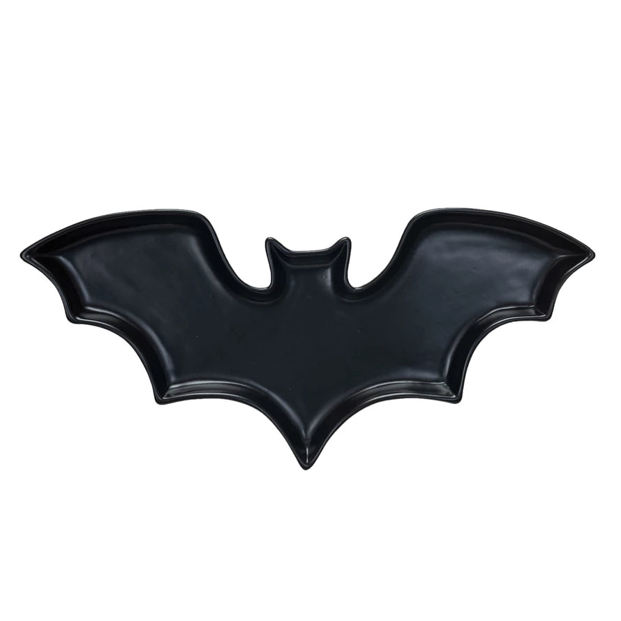 BAT SHAPED SERVING DISH Creative Co-op Halloween Party Supplies Bonjour Fete - Party Supplies