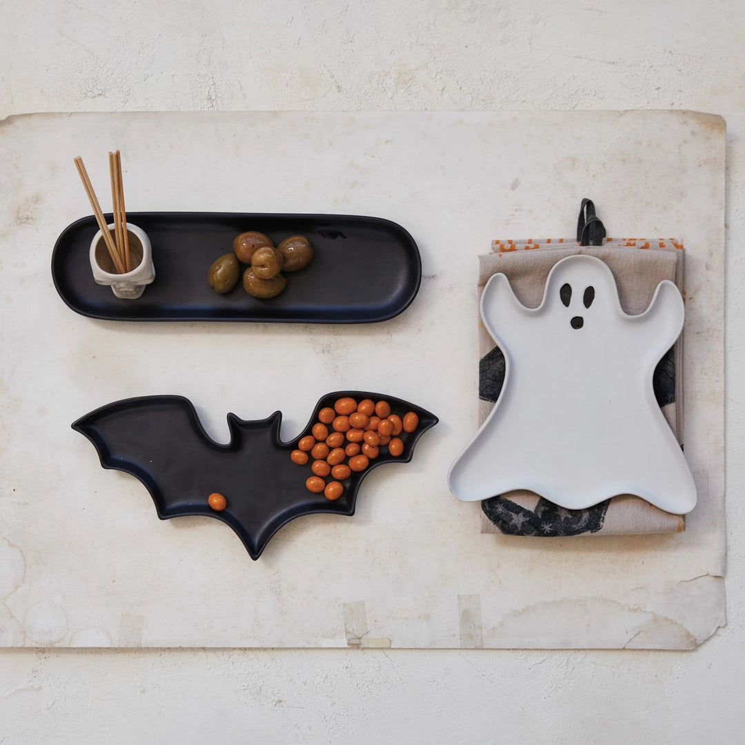 BAT SHAPED SERVING DISH Creative Co-op Halloween Party Supplies Bonjour Fete - Party Supplies