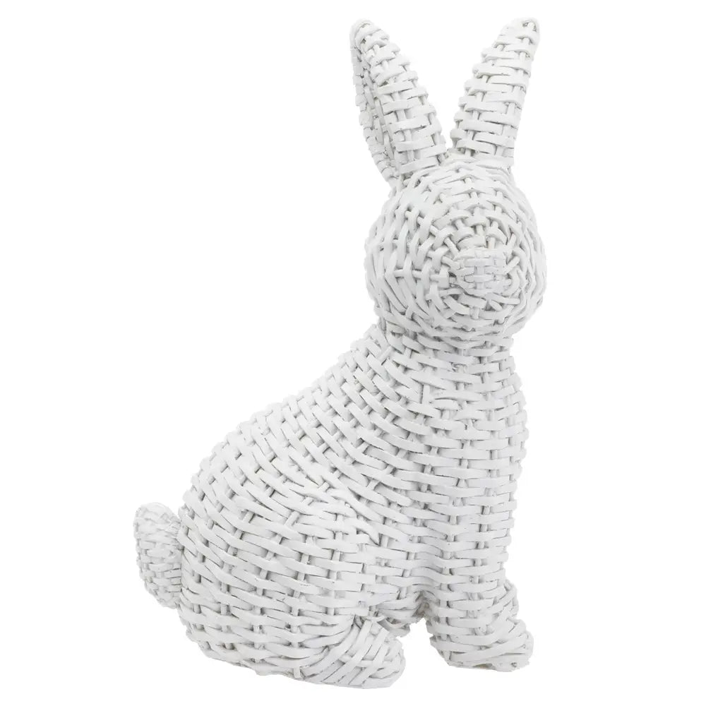 WHITE WICKER BUNNY Boston International Easter Home WHITE WICKER BUNNY Bonjour Fete - Party Supplies
