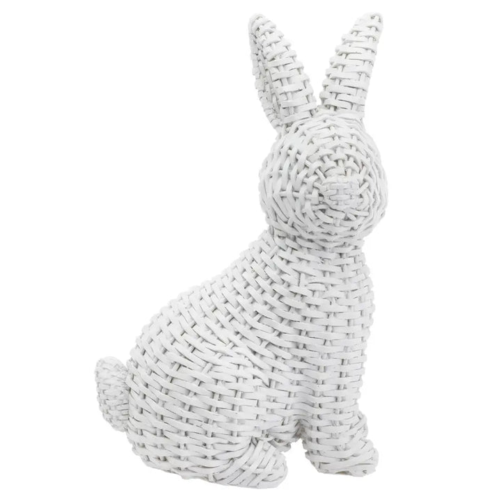 WHITE WICKER BUNNY Boston International Easter Home WHITE WICKER BUNNY Bonjour Fete - Party Supplies