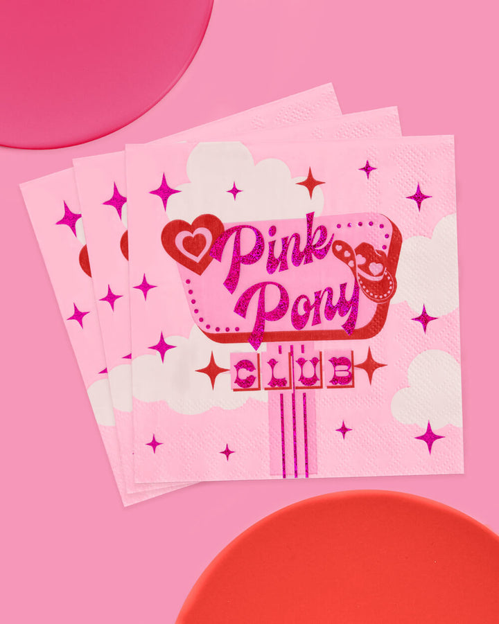 PINK PONY CLUB COCKTAIL NAPKINS xo, Fetti Napkins PINK PONY CLUB COCKTAIL NAPKINS Bonjour Fete - Party Supplies
