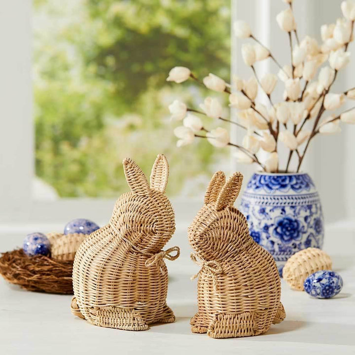 Rattan Easter Rabbits - Set of 2 SERRV International Rattan Easter Rabbits - Set of 2 Bonjour Fete - Party Supplies
