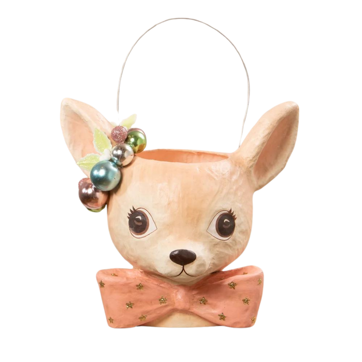 BETHANY LOWE LARGE PASTEL FAWNIE BUCKET Bethany Lowe Designs Christmas Holiday Kitchen & Entertaining Bonjour Fete - Party Supplies