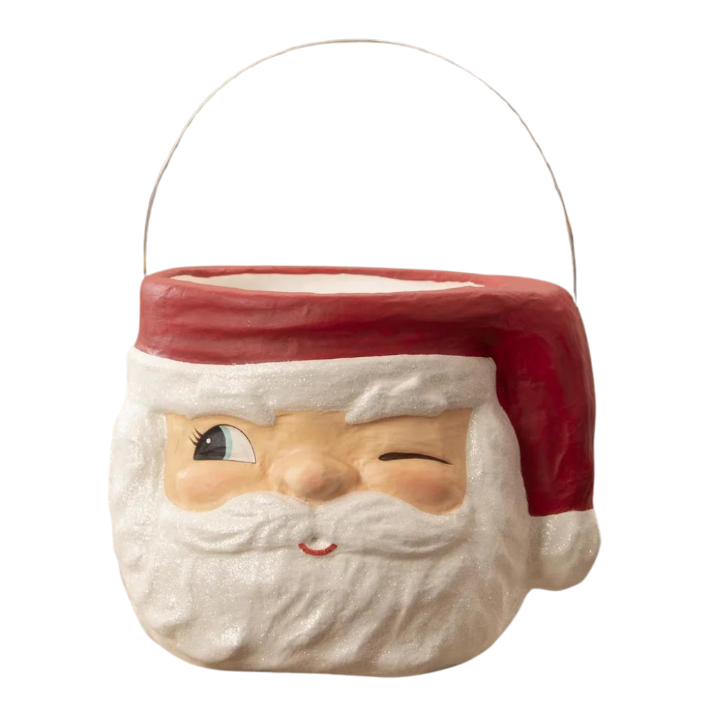 Bethany Lowe Retro Winking Santa Bucket Bonjour Fete Party Supplies Christmas Holiday Party Supplies