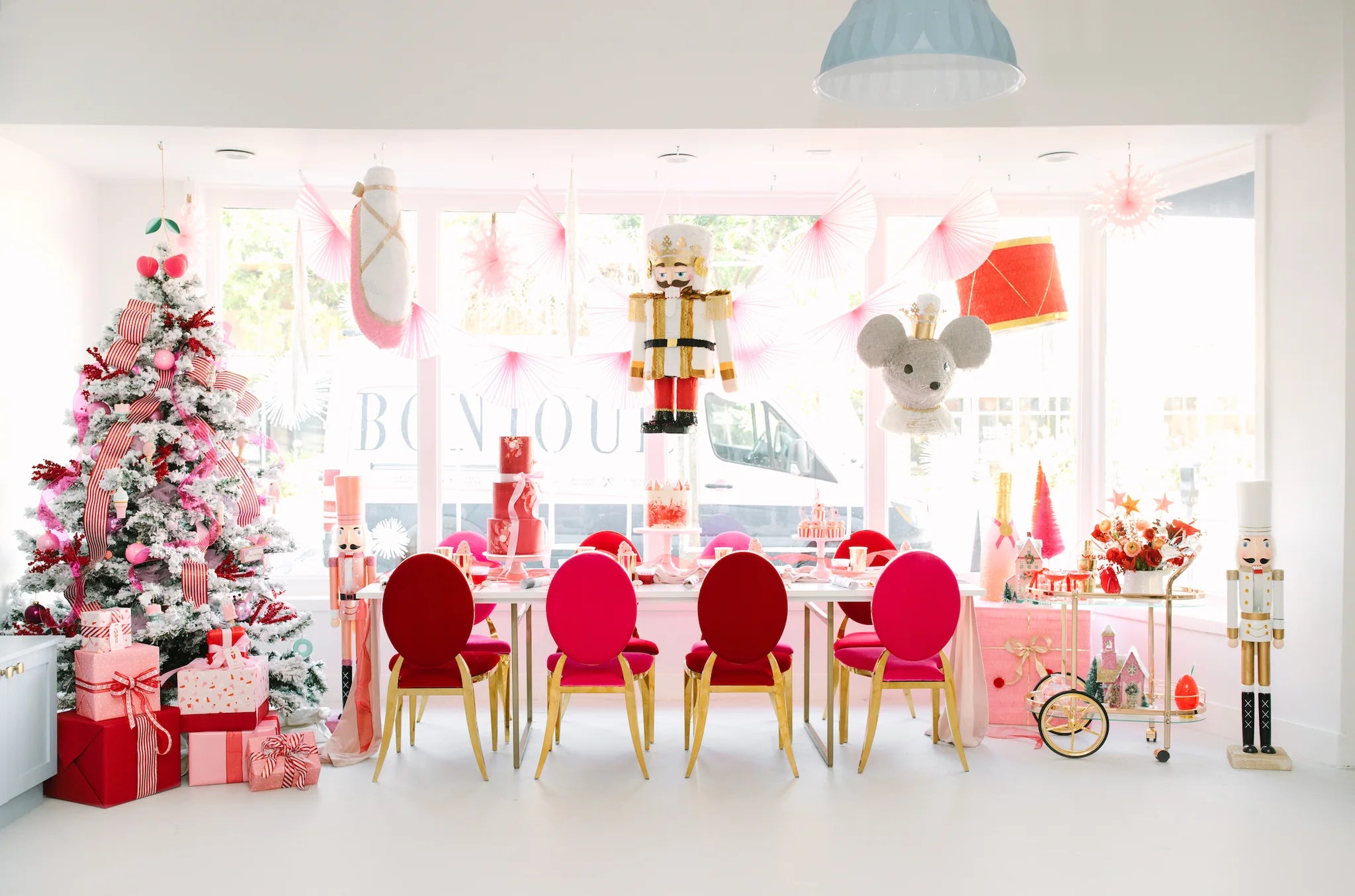 pink nutcracker party decorations for a nutcracker christmas party