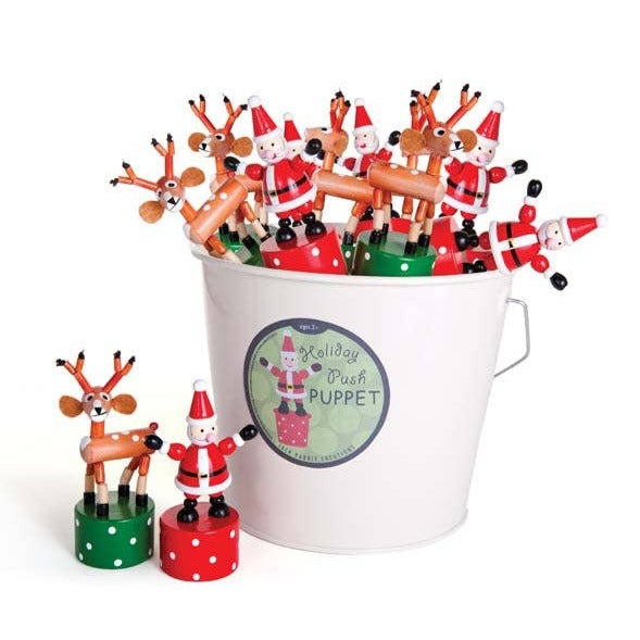 Santa & Reindeer Collapsable Wooden Toys Bonjour Fete Party Supplies Stocking Stuffers & Holiday Party Favors