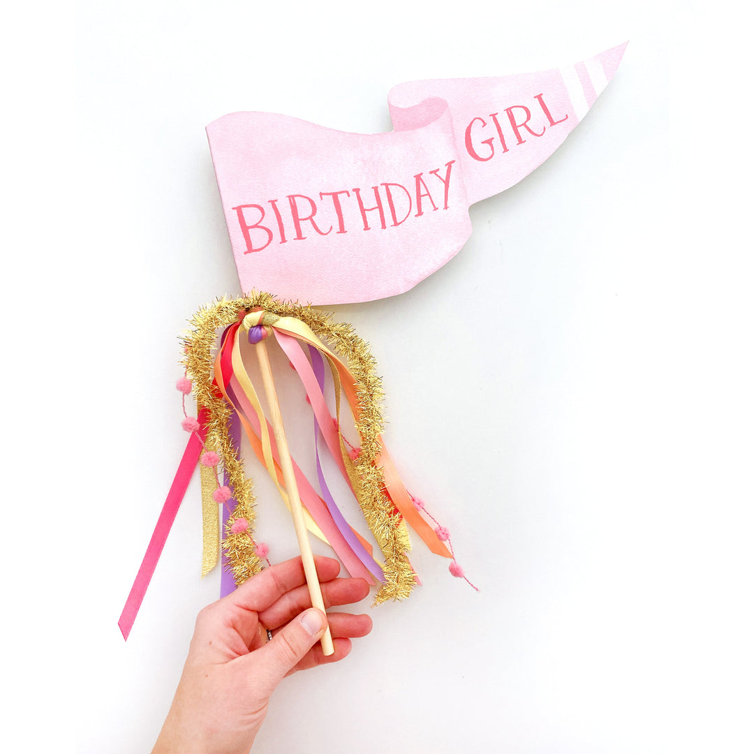 Birthday Girl Party Pennant Cami Monet Party Pennants Birthday Girl Party Pennant Bonjour Fete - Party Supplies