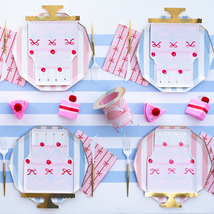 SKY BLUE SIGNATURE CABANA STRIPE PLATES Bonjour Fete SKY BLUE SIGNATURE CABANA STRIPE PLATES Bonjour Fete - Party Supplies