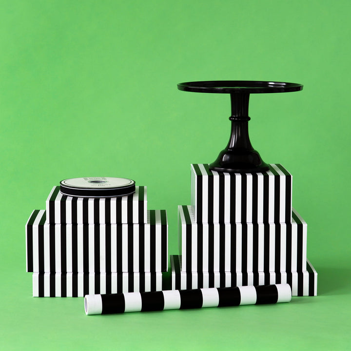 Black Striped Riser for Desserts- Bonjour Fete Party Supplies