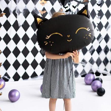 BLACK CAT FACE BALLOON Party Deco Halloween Balloons Bonjour Fete - Party Supplies