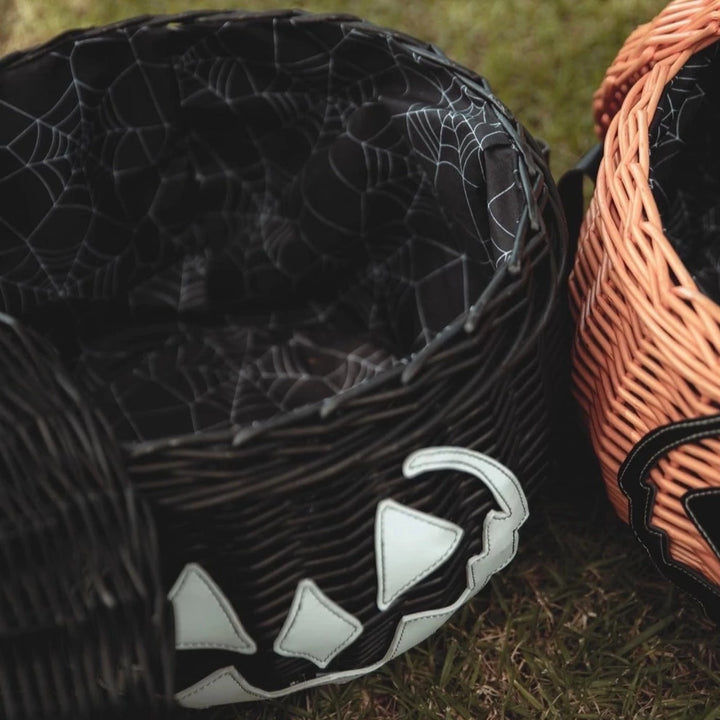 Black Jack-O-Lantern Picnic Basket Bonjour Fete Party Supplies Halloween Home Decor