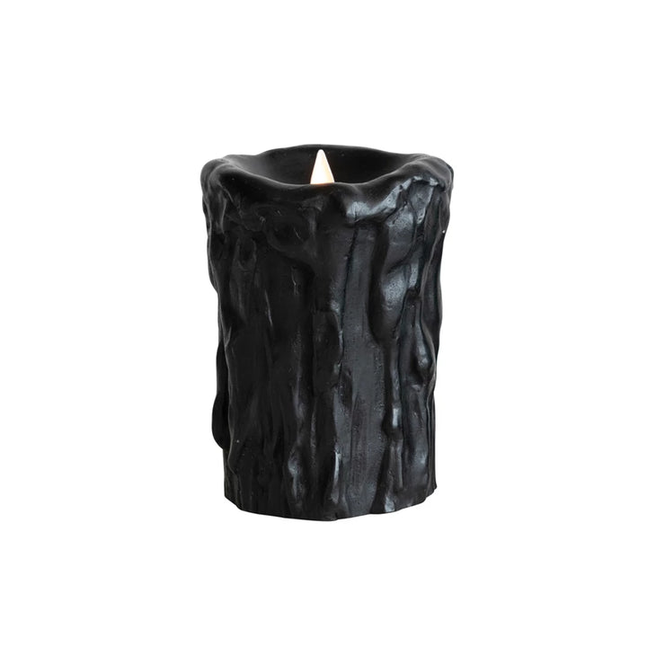 Black Flameless LED Pillar Candle Bonjour Fete Party Supplies Halloween Home Decor