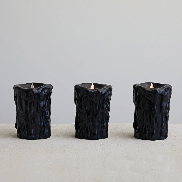  Black Flameless LED Pillar Candle Bonjour Fete Party Supplies Halloween Home Decor