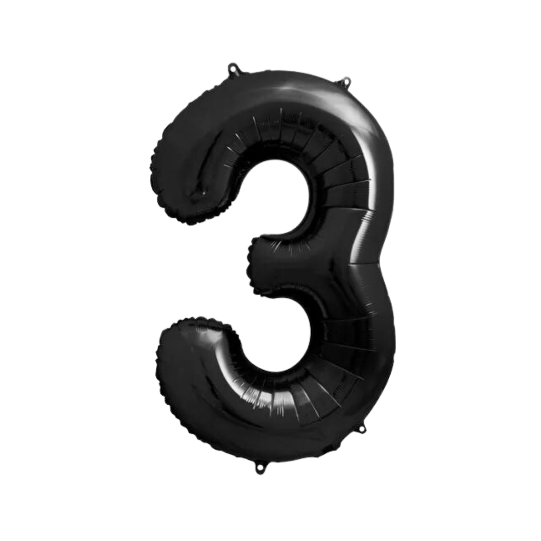 NUMBER 3 FOIL BALLOON LA Balloons Balloons 34" / Black Bonjour Fete - Party Supplies