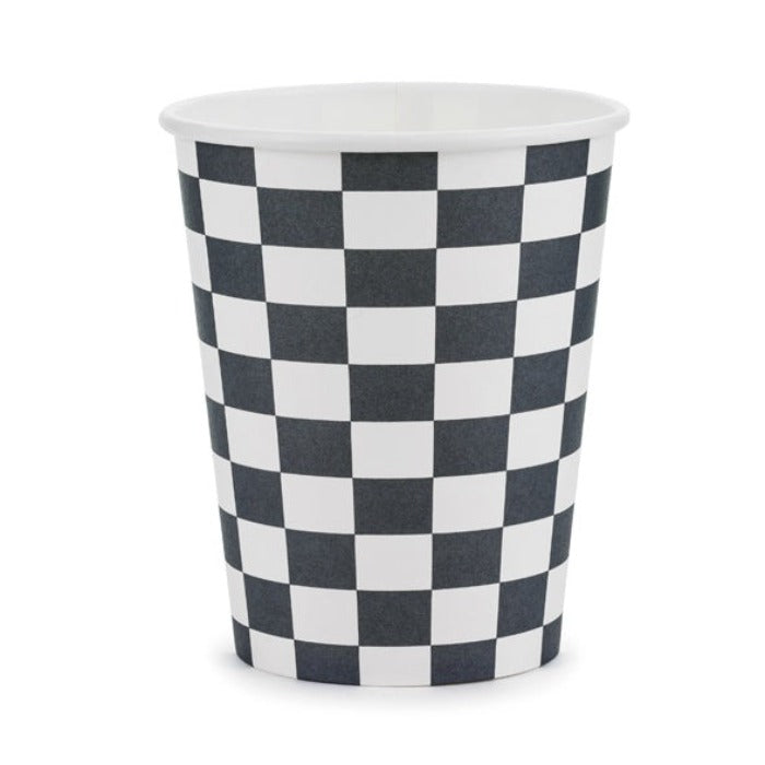 BLACK & WHITE CHECKER CUPS Party Deco Cups Bonjour Fete - Party Supplies