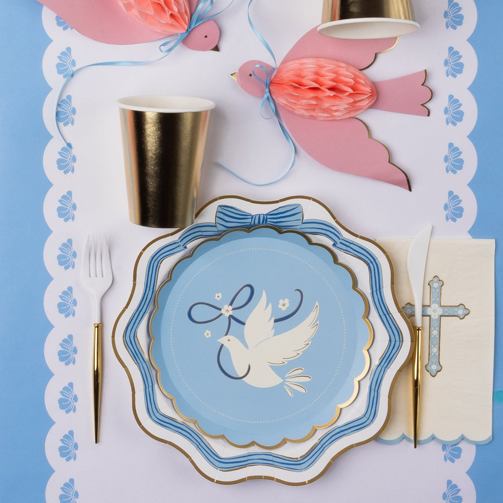 DOVE SKY BLUE SMALL PLATES Bonjour Fete Plates Dove Sky Blue Small Plates - Perfect for Baptisms and Baby Showers Bonjour Fete - Party Supplies
