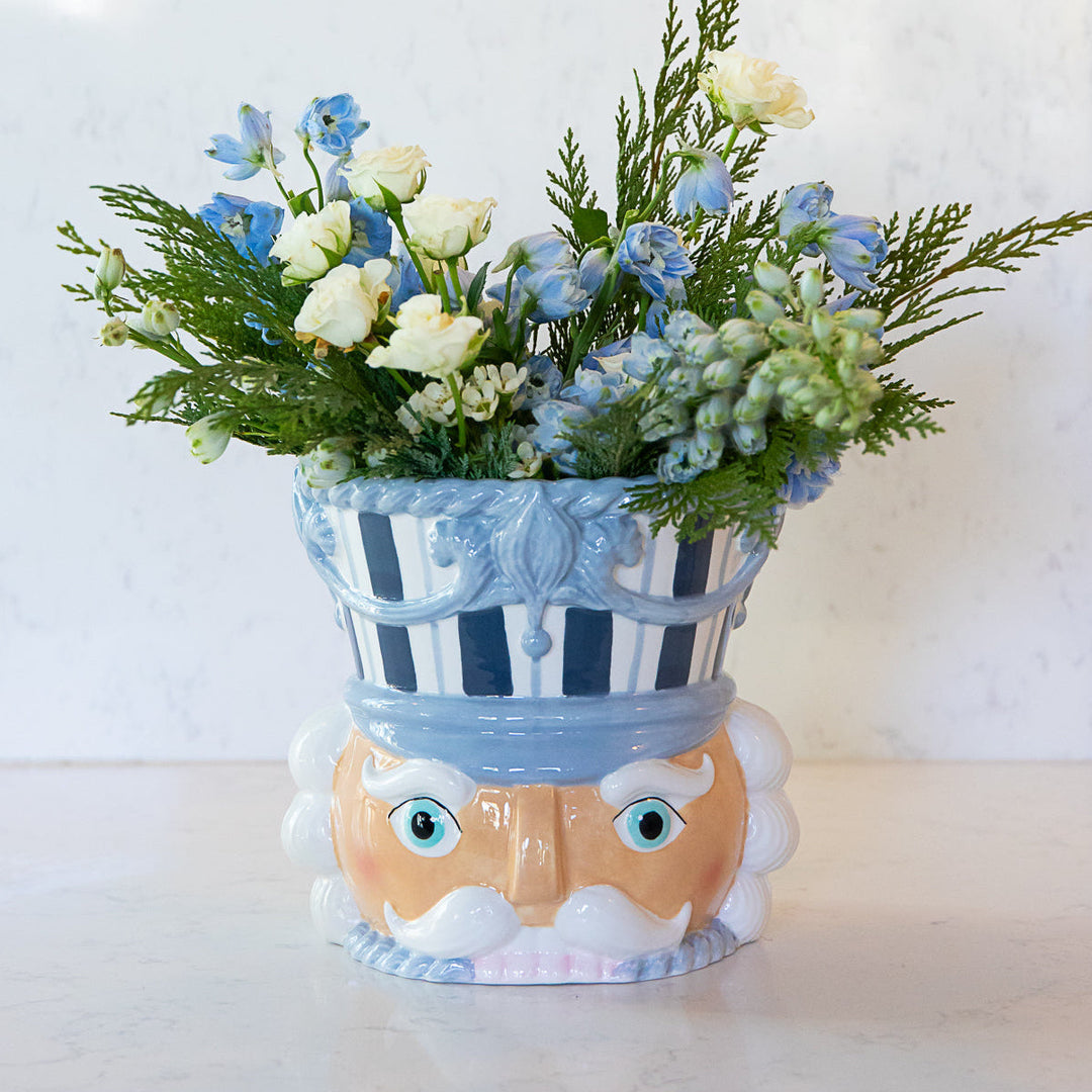 BLUE NUTCRACKER COOKIE JAR December Diamonds Christmas Baking Blue Nutcracker Cookie Jar - Festive Christmas Kitchen Decor | Holiday Storage Bonjour Fete - Party Supplies