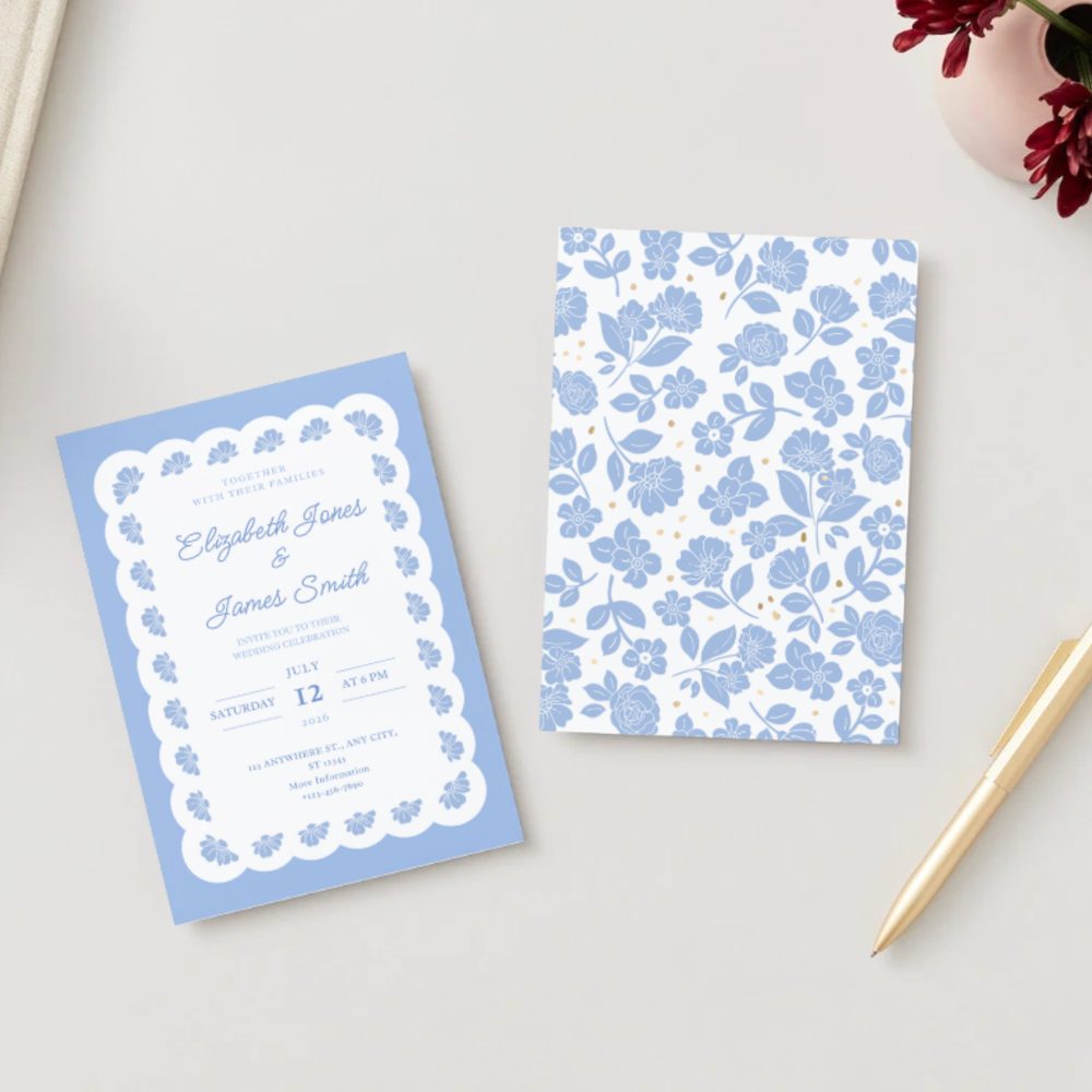 BELLE BLUE LACY FLORAL DIGITAL PARTY INVITATION DOWNLOAD Bonjour Fête BELLE BLUE LACY FLORAL DIGITAL PARTY INVITATION DOWNLOAD Bonjour Fete - Party Supplies