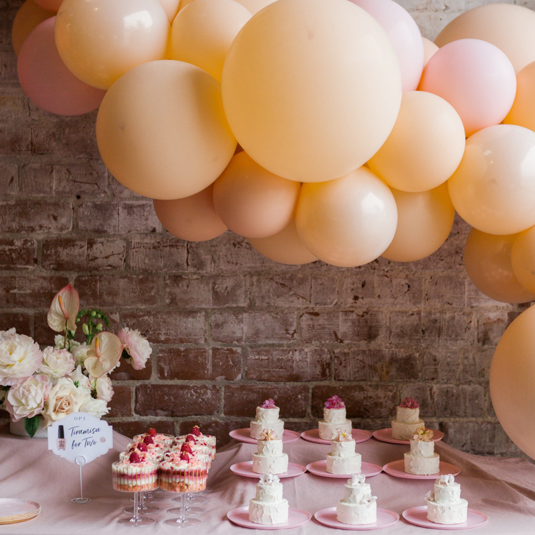 Blush balloon garland neutral balloon decoration ideas - Los Angeles balloon installation