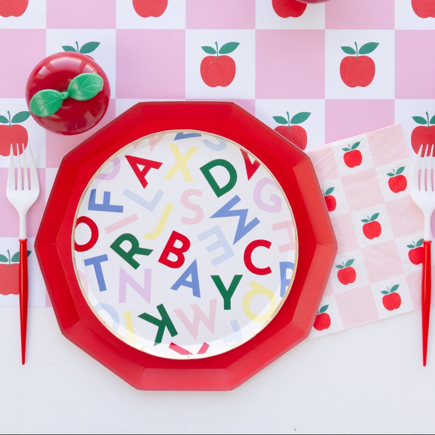 APPLE & PINK CHECKER LARGE NAPKINS Bonjour Fete Napkins APPLE & PINK CHECKER LARGE NAPKINS Bonjour Fete - Party Supplies