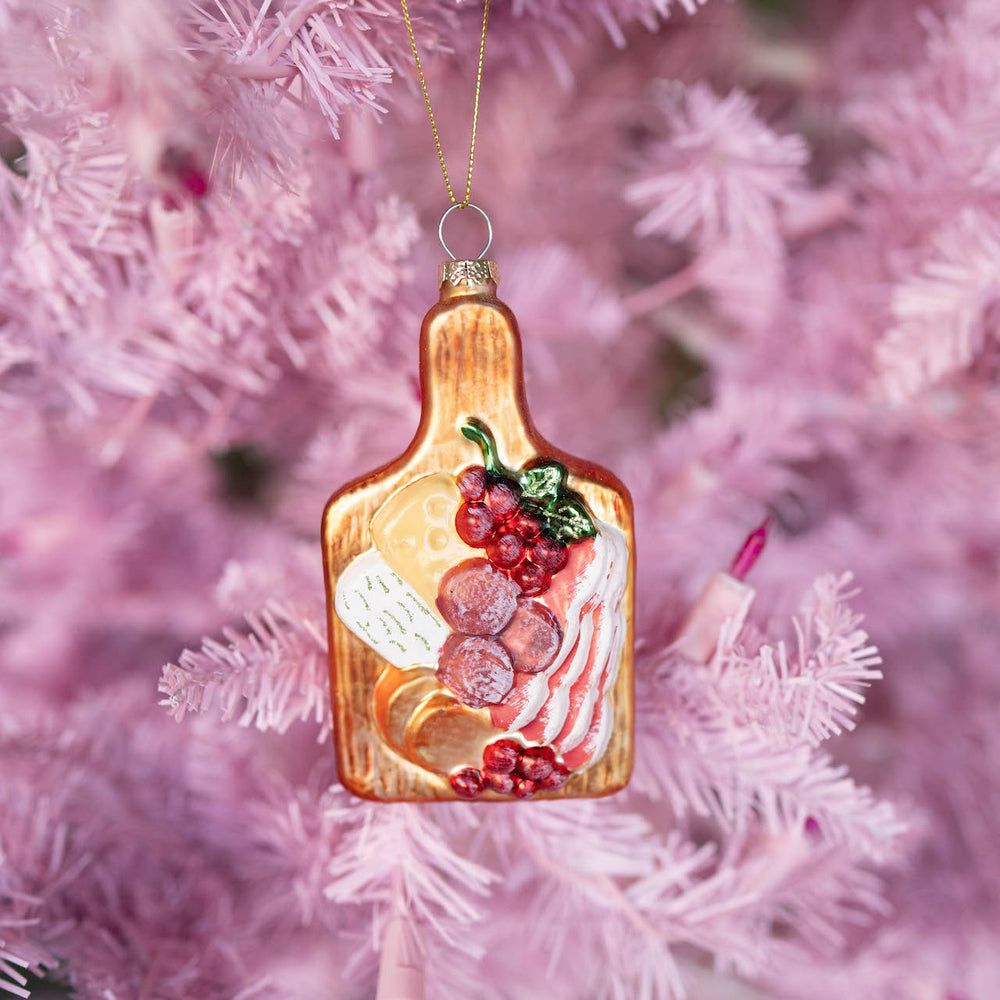 CHARCUTERIE BOARD GLASS ORNAMENT Ganz Christmas Ornament Bonjour Fete - Party Supplies