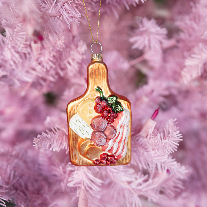 CHARCUTERIE BOARD GLASS ORNAMENT Ganz Christmas Ornament Bonjour Fete - Party Supplies