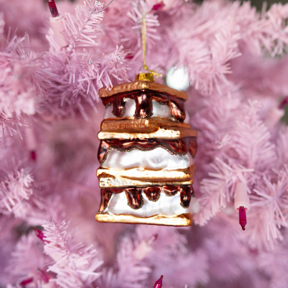 S'MORES STACK GLASS ORNAMENT Ganz Christmas Ornament Bonjour Fete - Party Supplies