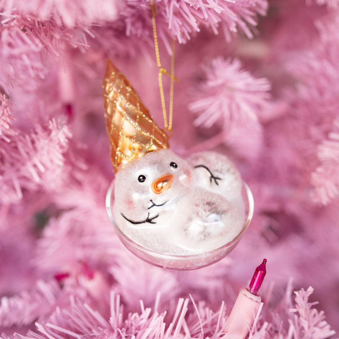 ICE CREAM CONE MAN GLASS ORNAMENT Ganz Christmas Ornament Bonjour Fete - Party Supplies