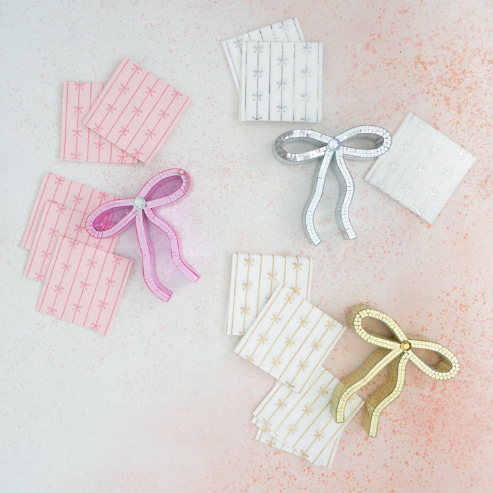 PETAL PINK SIGNATURE BOW SMALL NAPKINS Bonjour Fete Napkins Bonjour Fete - Party Supplies