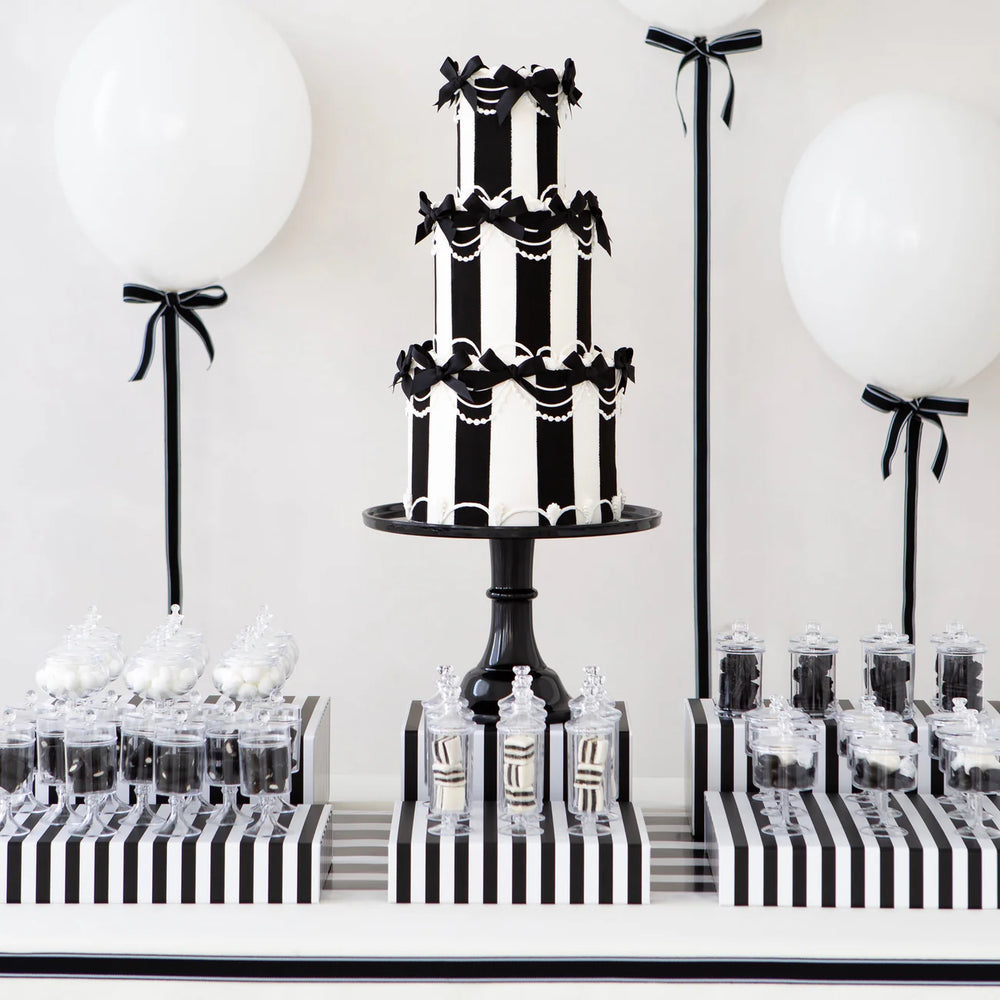 LARGE BLACK NOIR MELAMINE CAKE STAND Bonjour Fete Cake Stand LARGE BLACK NOIR MELAMINE CAKE STAND Bonjour Fete - Party Supplies