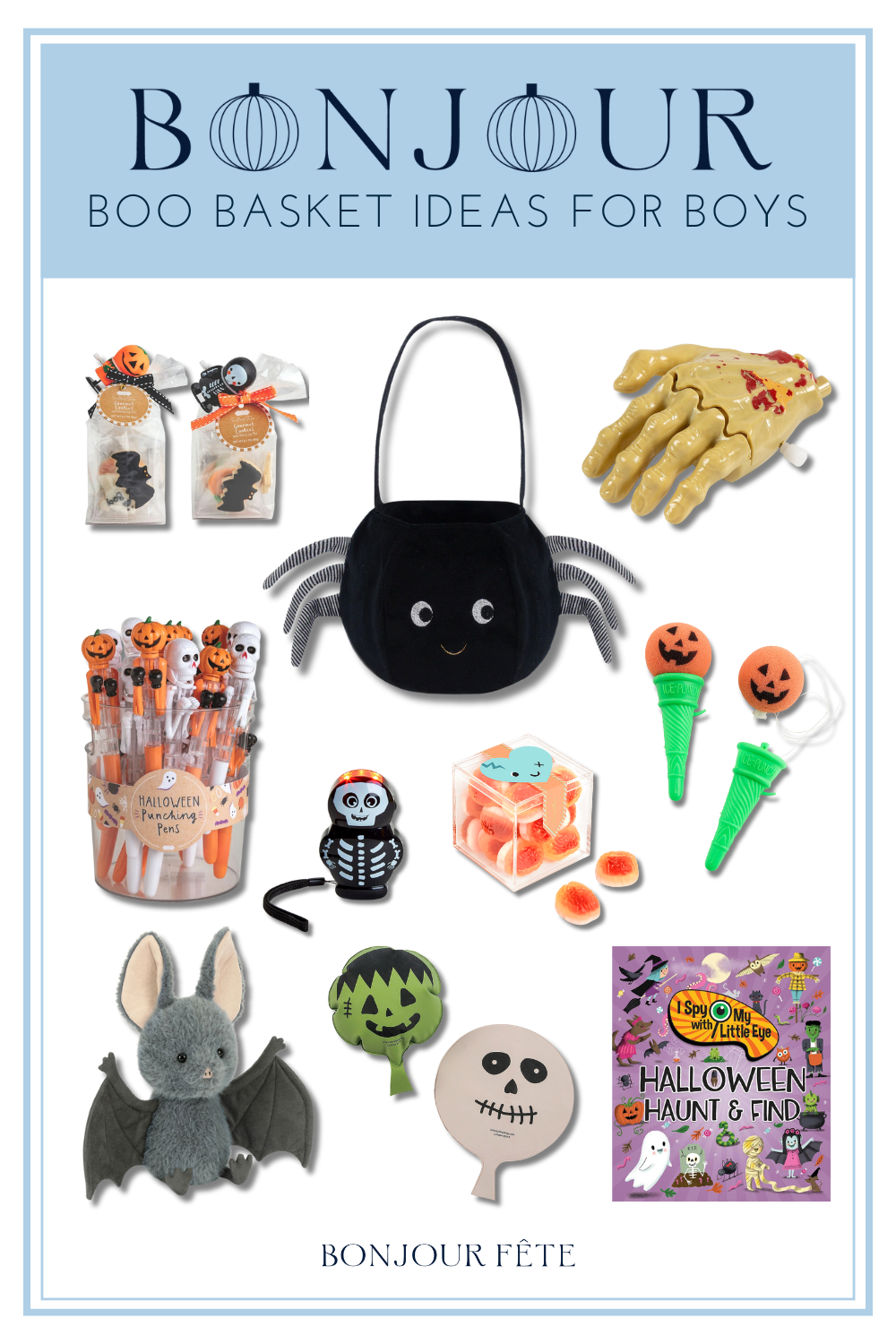 Boys Halloween Boo Basket Ideas with Halloween Candy, Plush Toys, Games. and Spooky Activities