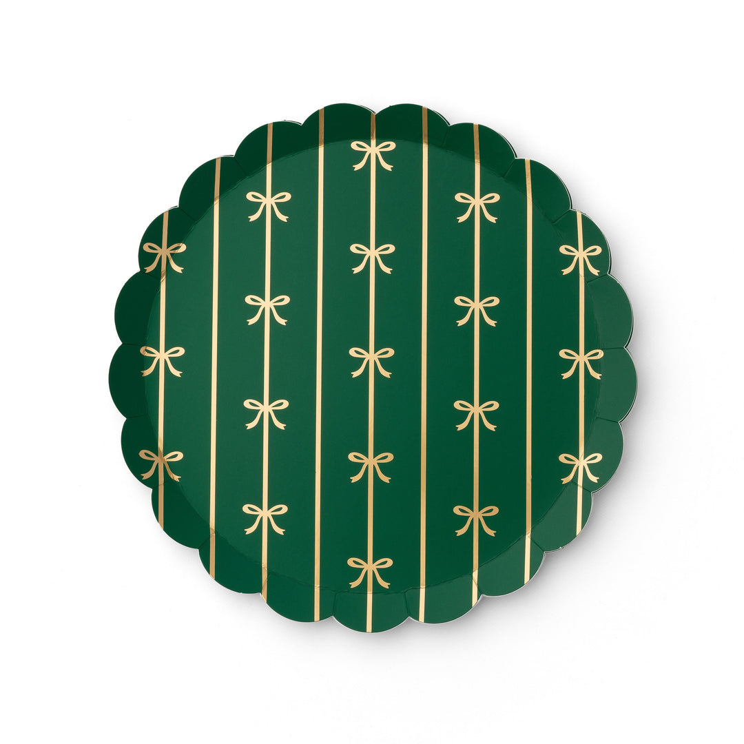 EMERALD GREEN SIGNATURE BOW SMALL PLATES Bonjour Fete Plates EMERALD GREEN SIGNATURE BOW SMALL PLATES Bonjour Fete - Party Supplies