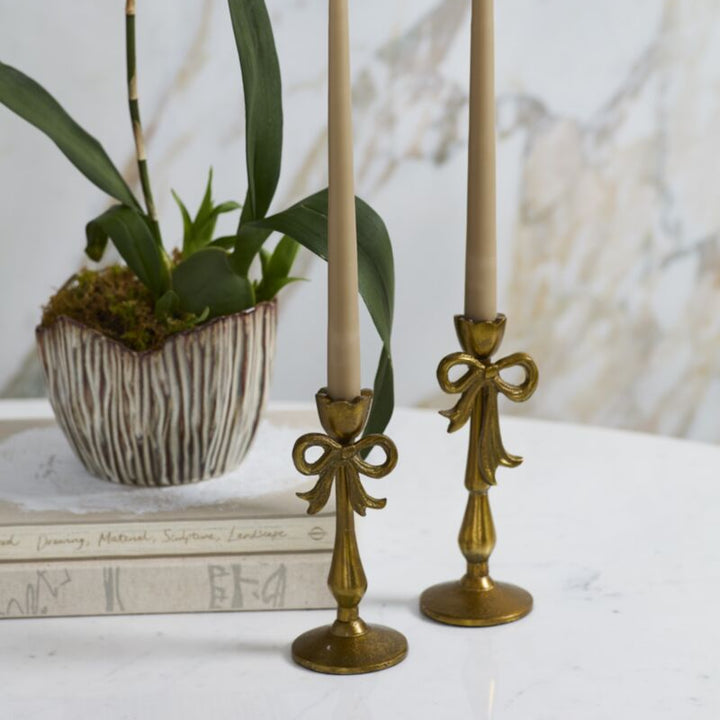 Gold Bow Candlestick Holder