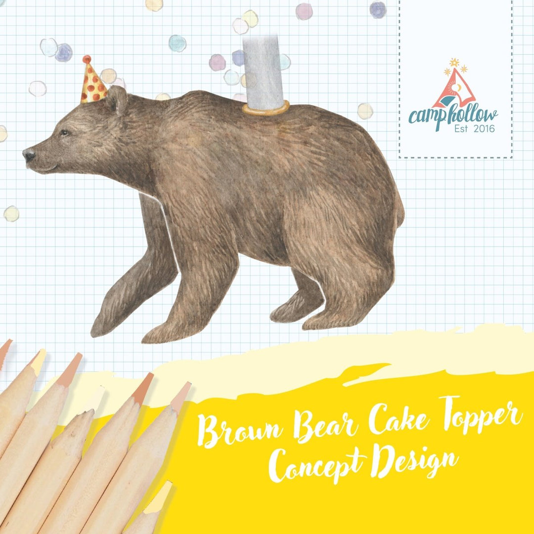Brown Bear Cake Topper Camp Hollow Cake Topper Brown Bear Cake Topper Bonjour Fete - Party Supplies