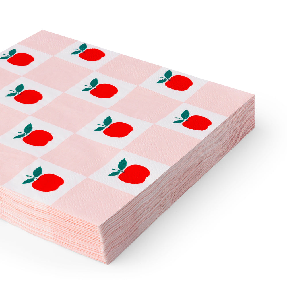 APPLE & PINK CHECKER LARGE NAPKINS Bonjour Fete Napkins APPLE & PINK CHECKER LARGE NAPKINS Bonjour Fete - Party Supplies