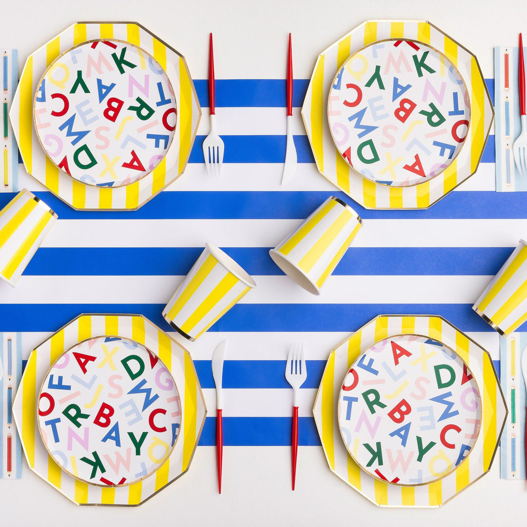 PALISADES BLUE SIGNATURE CABANA STRIPE TABLE RUNNER Bonjour Fête Table Covers & Placemats PALISADES BLUE SIGNATURE CABANA STRIPE TABLE RUNNER Bonjour Fete - Party Supplies