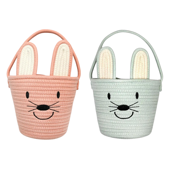 ROPE BUNNY EASTER BASKET Two's Company Easter Baskets Bonjour Fete - Party Supplies