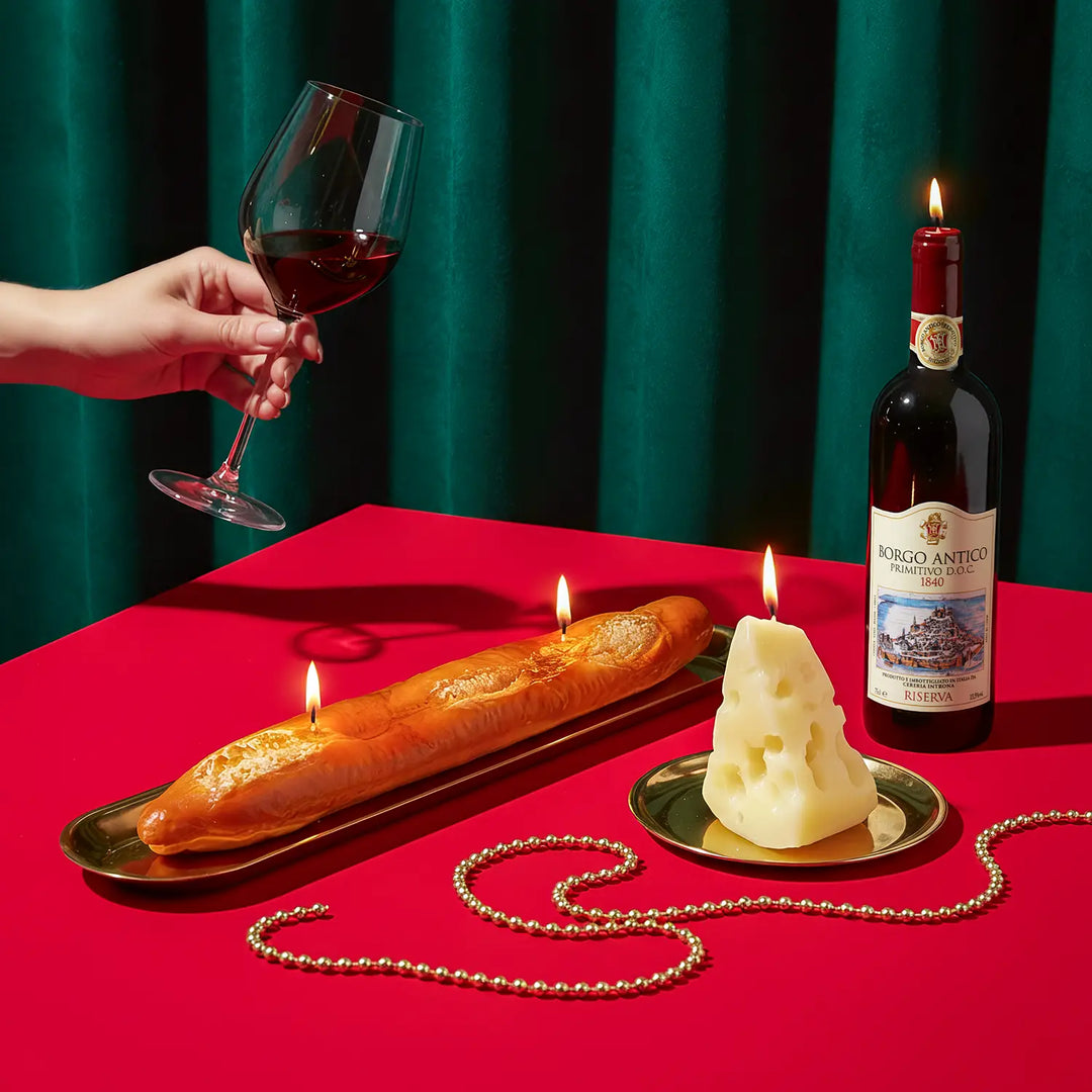 Buon Appetito baguette candle by 54Celsius, a bread shaped novelty candle for a French bistro themed dinner party