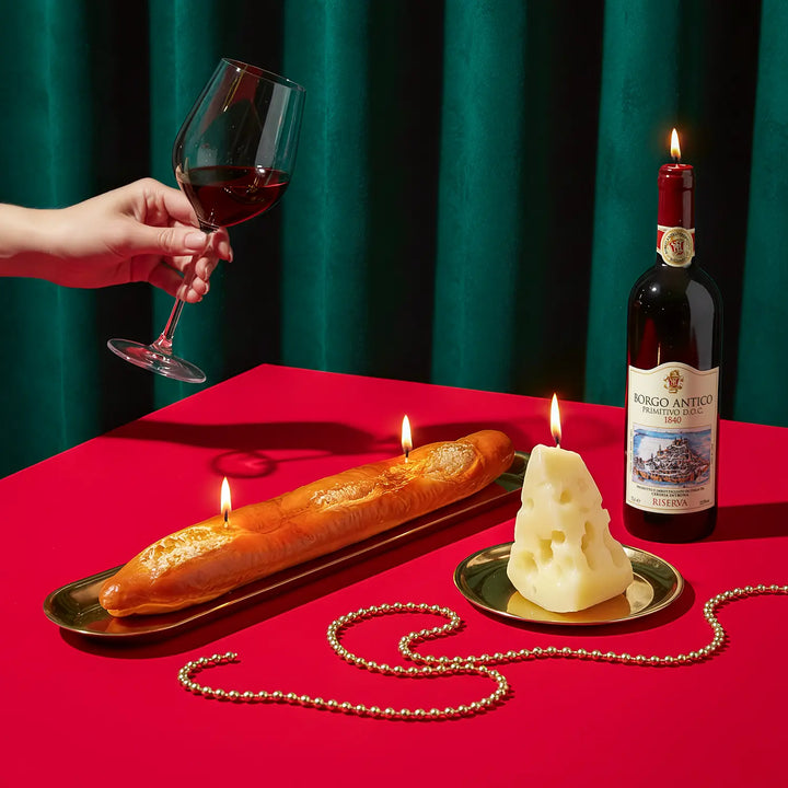 Buon Appetito baguette candle by 54Celsius, a bread shaped novelty candle for a French bistro themed dinner party