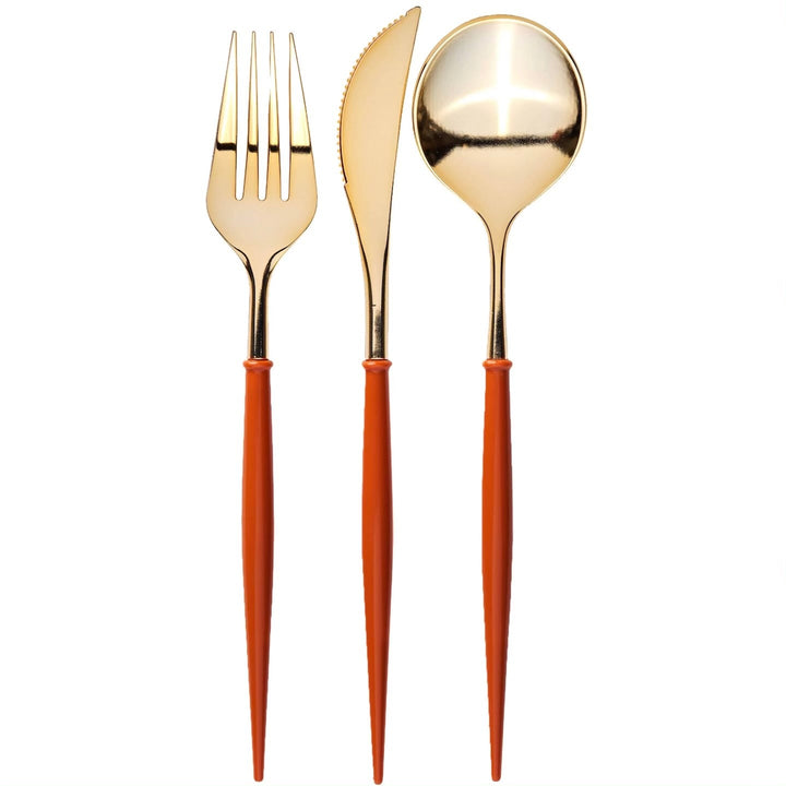 Fancy Pumpkin Burnt Orange Cutlery Bonjour Fete Party Supplies