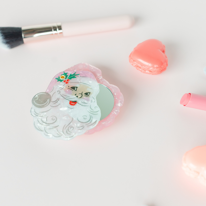 Pink Santa Compact Mirror